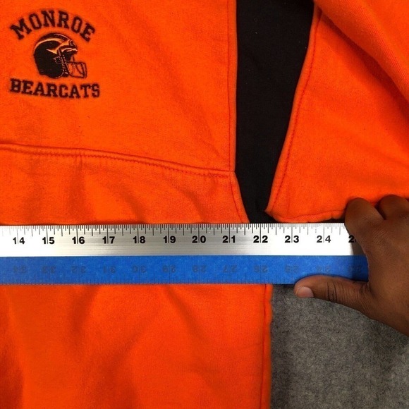 VTG Sand Knit Men's 1/4 Zip Knit Sweater Large Orange Monroe Bearcats USA - Picture 7 of 10